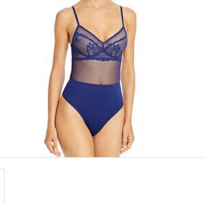 Jason‎ Wu Estate Blue Mesh & Lace Sexy Feminine Flirty Bodysuit Sz. L